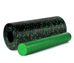 Масажний ролик (роллер) гладкий PowerPlay PP-4348 2 in 1 EPP Foam Roller Чорно/Зелений (33x14 см) (PP_4348_Green_(33*14))