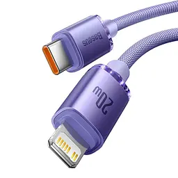 Кабель 1.2-метровий швидкого заряджання Baseus Crystal Shine PD Type-C to iPhone 20W CAJY000205 фіолетовий