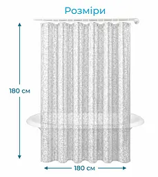 Шторка для ванної кімнати Spazio Shine Black 3D 180х180 із 12-ма кільцями - мініатюра 5