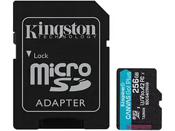 Карта пам'яті Kingston microSD C10 UHS-I U3 A2 V30 + SD Adapter 256 GB (SDCG4/256GB)