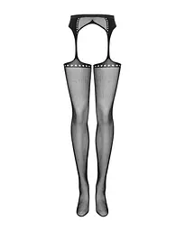 Сітчасті панчохи-стокінги зі стрілкою Obsessive Garter stockings S314 чорні імітація гартерів S/M/L - мініатюра 5