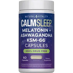 Мелатонін з ашвагандою Natural Vitality CALM Sleep Melatonin + Ashwagandha KSM-66 60 капсул