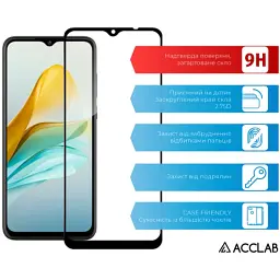 Скло захисне ACCLAB Full Glue ZTE Blade A53 Black (1283126583278) - мініатюра 3