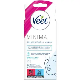 Воскові смужки Veet Minima Гіпоалергенні для чутливої шкіри обличчя 20 шт. (5900627095883) - мініатюра 1