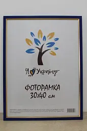 Фоторамка 30х40, синя із золотою вставкою, 1511-614G, СКЛО + КАРТОН                                                                                     