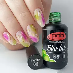 Аква-чорнила для дизайну нігтів PNB Blur ink Green 06, 4 мл - мініатюра 5
