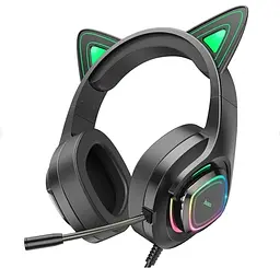 Навушники Hoco W107 Cute cat luminous cat ear gaming headphones Elf cat