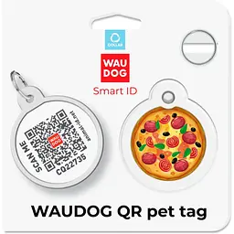 Адресник для собак і котів Waudog Smart ID з QR паспортом Піца 30 мм - мініатюра 5