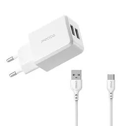 Зарядний пристрій ProDA Type-C cable Linshy Pro PD-A22 2USB комплект білий