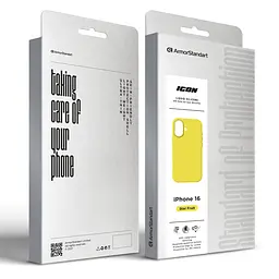 Силиконовый чехол для Apple iPhone 16, ICON2 Case, желтый, противоударный, панель, защита всего корпуса, матовая поверхность Soft Touch, выступает над дисплеем, совместим с защитными стеклами и пленками, с микрофиброй, ArmorStandart (ARM81300) - мініатюра 9
