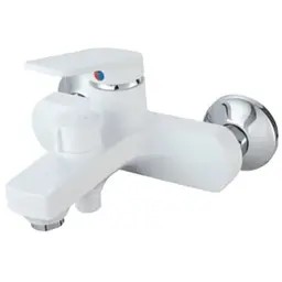 Змішувач для ванни Plamix Lucas-009 EURO SET White з шлангом, лійкою та кронштейном (PM0708)