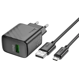 МЗП Hoco CS21A Rich QC3.0 18W (1USB-A) + кабель USB to MicroUSB Black - мініатюра 4