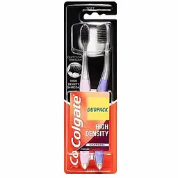 Зубна щітка Colgate High Dens Charcoal 2 шт. блакитно-рожева