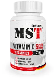 MST® Вітамін С 500 мг плюс Вітамін Д-3 з Цинком - 100 вег. капсул