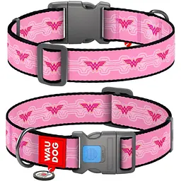 Нашийник для собак Waudog Nylon з QR паспортом, Диво-жінка 1, пластиковий фастекс, XXL, 46-70х3,5 см