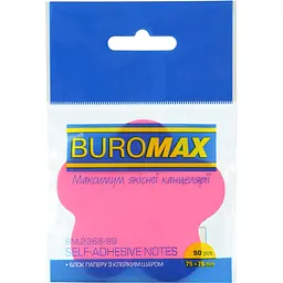 Блок паперу для нотаток Buromax Neon Flower з клейким шаром 75х75 мм 50 аркушів різнобарвний (BM.2368-99)