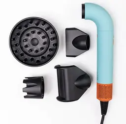 Фен-стайлер для волосся Super Hairdryer 1600 Вт 4 насадки, блакитний - мініатюра 3