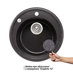Кухонна мийка Lidz D510/200 GRF-13 (LIDZGRF13D510200), Графіт - мініатюра 3