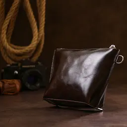 Невелика шкіряна косметичка Shvigel 16414 коричнева - мініатюра 8