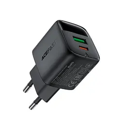 Мережевий зарядний пристрій ACEFAST A116 PD35W GaN charger (USB-A+USB-C) with digital display Чорний - мініатюра 3