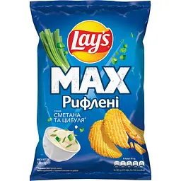 Чипси Lay's Max рифлені зі смаком сметани та цибулі 120 г (920460)