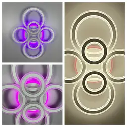 Стельова люстра на 6 кілець у білому корпусі 63×80 см | Арт. A 2763/2+2+2 RGB WT | Line F - мініатюра 6