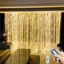 Гірлянда LED-штори M-Light 3х2 м USB-живлені з пультом дистанційного керування 8 режимів, теплий колір - мініатюра 2