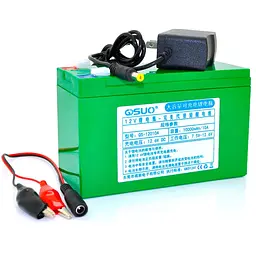 Акумуляторна батарея літієва QiSuo 12V 10A з елементами Li-ion 18650 (150X64,5X97,7) + зарядний пристрій 12,6V / 1A + крокодили