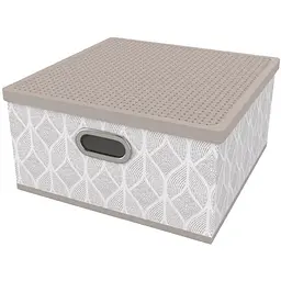 Короб для зберігання EuroHome з пластиковою кришкою 30х30х15 см Beige Leaf (405194)