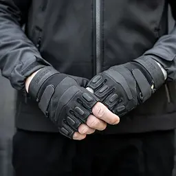 Мотоциклетні безпалі рукавички (із захисною вставкою) Чорний L - мініатюра 10