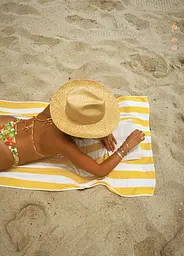 Рушник бавовна махра Lovely Svi для пляжу, басейна, ванної, готелю, SPA, саун, XL (75 x150 см) Біло - жовтий - мініатюра 3