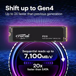 Накопичувач SSD Crucial P310 1TB M.2 2280 NVMe PCIe 4.0 x4 3D NAND TLC OEM (CT1000P310SSD8-T) - мініатюра 2