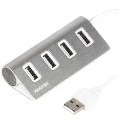 Концентратор Maxxter USB 2.0 Type-A 4 ports silver (HU2A-4P-01)