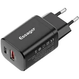 Зарядний пристрій Essager 1xUSB + 1xUSB-C PD30W black (ECTPQS-ZTB01)