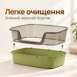 Лоток для котів Toto 45 х 30 х 17см, відкритий туалет з лопаткою, Зелений - мініатюра 4