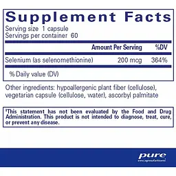Селен Pure Encapsulations 200 мкг 60 капсул - мініатюра 2