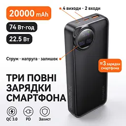 Павербанк Essager Heteromypil 20000 mAh 22.5W (ES-D016), чорний - мініатюра 9