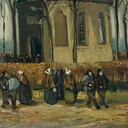 Інтер'єрна картина Вихід із церкви, Ван Гог, Vincent van Gogh, Church at Nuenen, інтер'єрний декор, 77×60 см (id6354) - мініатюра 3