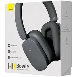 Навушники Baseus Bowie Noise-Cancelling Wireless Headphones H1 ANC black (NGTW230001) - мініатюра 2