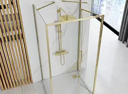 Душова кабіна Rea Rapid Fold 80x100 gold пристінна REA-KPL-09402, Золотий, Універсальна, прозорий, золотий - мініатюра 2