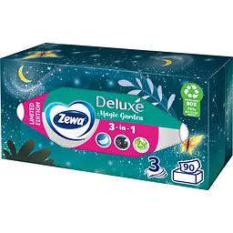 Уценка. Салфетки косметические Zewa Deluxe трехслойная лимитированная коллекция 90 шт.