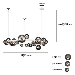 Люстра потолочна Levistella 918LP267-24 WH+BK, G9, 24 плафона, білий і чорний, сучасний стиль для дому - мініатюра 3