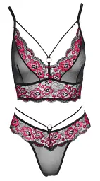 Комплект білизни Cottelli Lingerie Bra Set L чорний з червоним - мініатюра 3