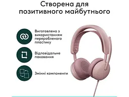 Навушники з мікрофоном Logitech Zone Wired 2 Rose (981-001620) - мініатюра 5