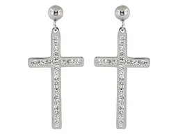 Сережки Xuping TTM Stainless Steel Родій пусети "Хрестики з кристалами" (215048)