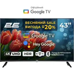 2E Телевізор 43" LED 4K 60Hz Smart Google TV Black