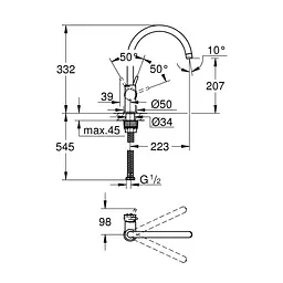Змішувач для кухні Grohe BauClassic 31234001, Хром - мініатюра 2
