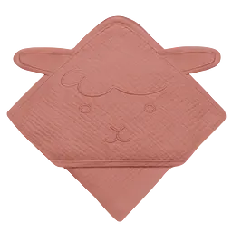 Рушник з капюшоном Lionelo Muslin Hooded Towel Red Coral 80х80 см - мініатюра 2