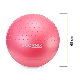 М'яч для фітнесу (фітбол) Cornix 65 см напівмасажний Anti-Burst Pink XR-0477 - мініатюра 4