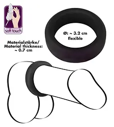 Ерекційне кільце Black Velvets Cock Ring 3.2 см чорний - мініатюра 12